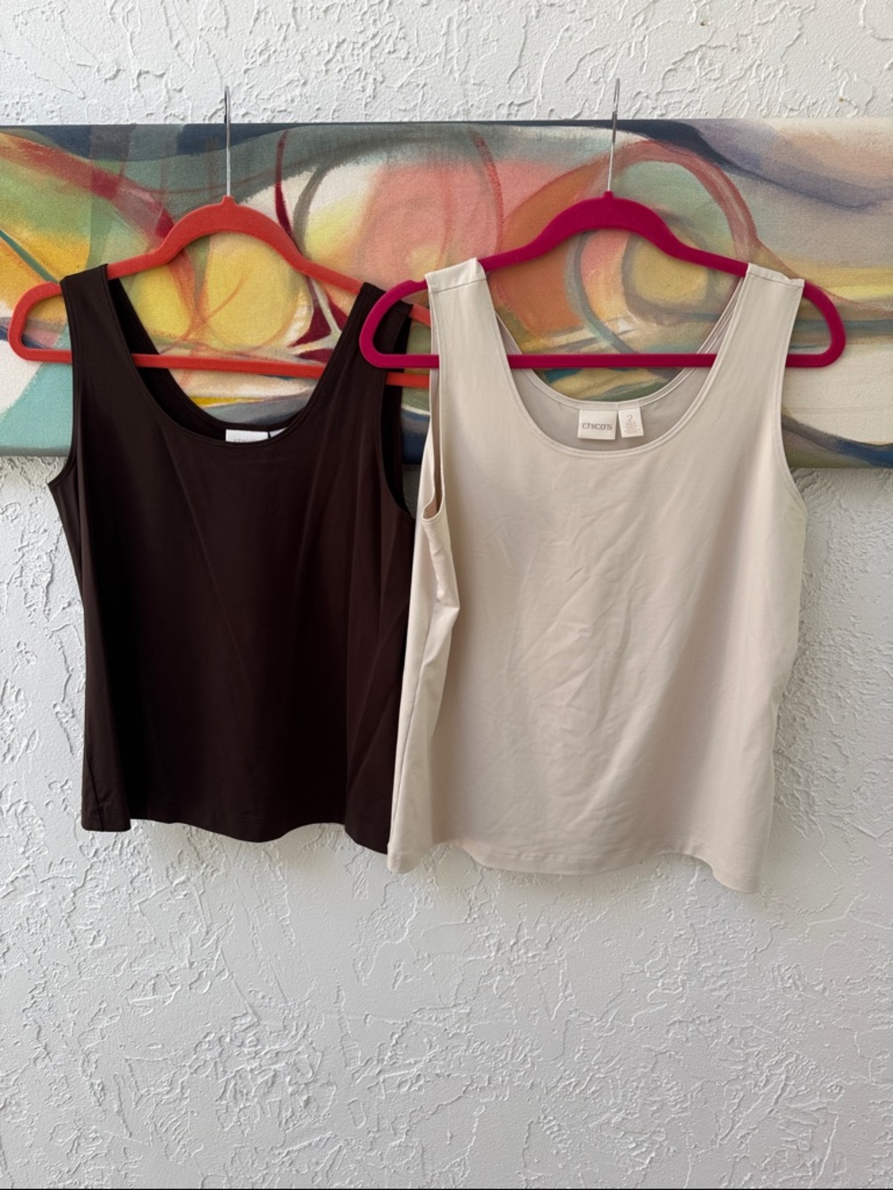 Chico's Microfiber Tank Duo in Cream and Dark Brown